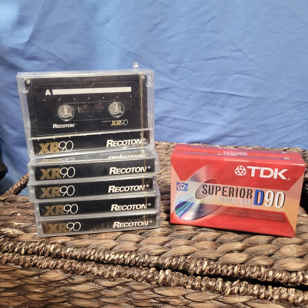 Recoton XR90 Blank Cassette Tapes Sealed Bundle With‎ Tdk D90 Set Of 7
